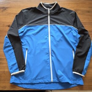 Callaway Hydrofuge Men’s Full Zip Golf Jacket Blue Black Colorblock, Size Large